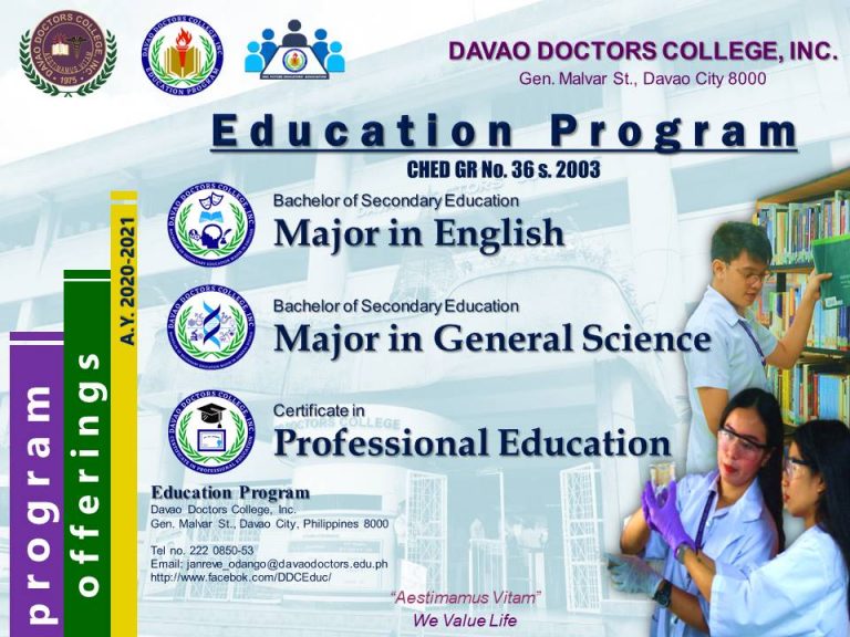 Bachelor Of Secondary Education – Davao Doctors College, Inc.